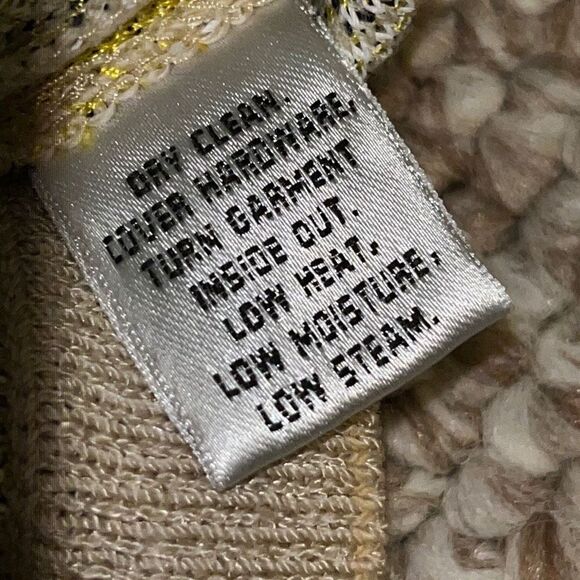 ST. JOHN Yellow White Black Abstract Floral Wool Blend Knit Pullover Small - Picture 9 of 13